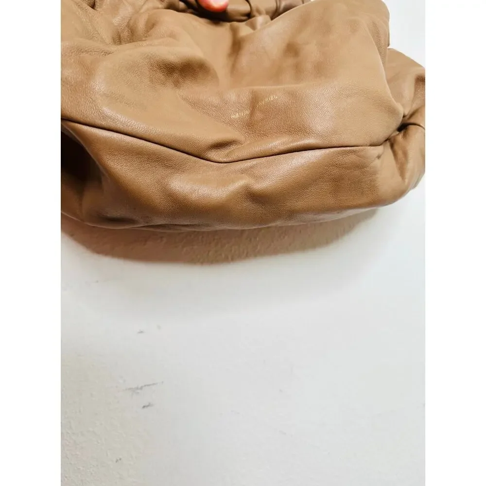MANSUR GAVRIEL Caramel Tan Lambskin Cloud Clutch Ruched Top Bag Clutch Purse